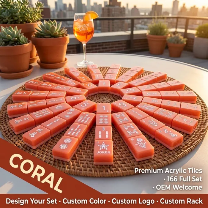Factory Direct Durable Acrylic American Mahjong Set – 166 Tiles — Coral variant