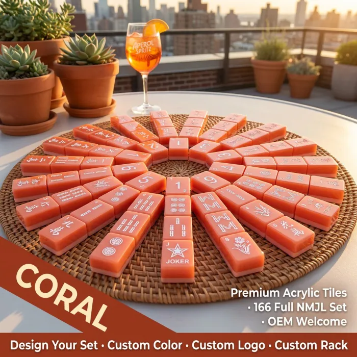 Factory Direct Signature Acrylic American Mahjong Set – 166 Tiles (CS-056) — Coral variant