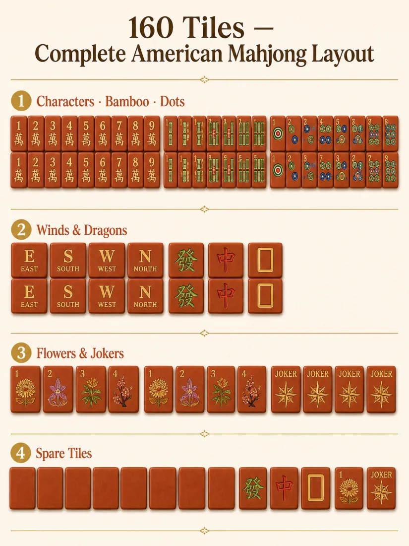 Factory Direct 4-Layer Acrylic American Mahjong Set – 160 Tiles (CS-117) detail