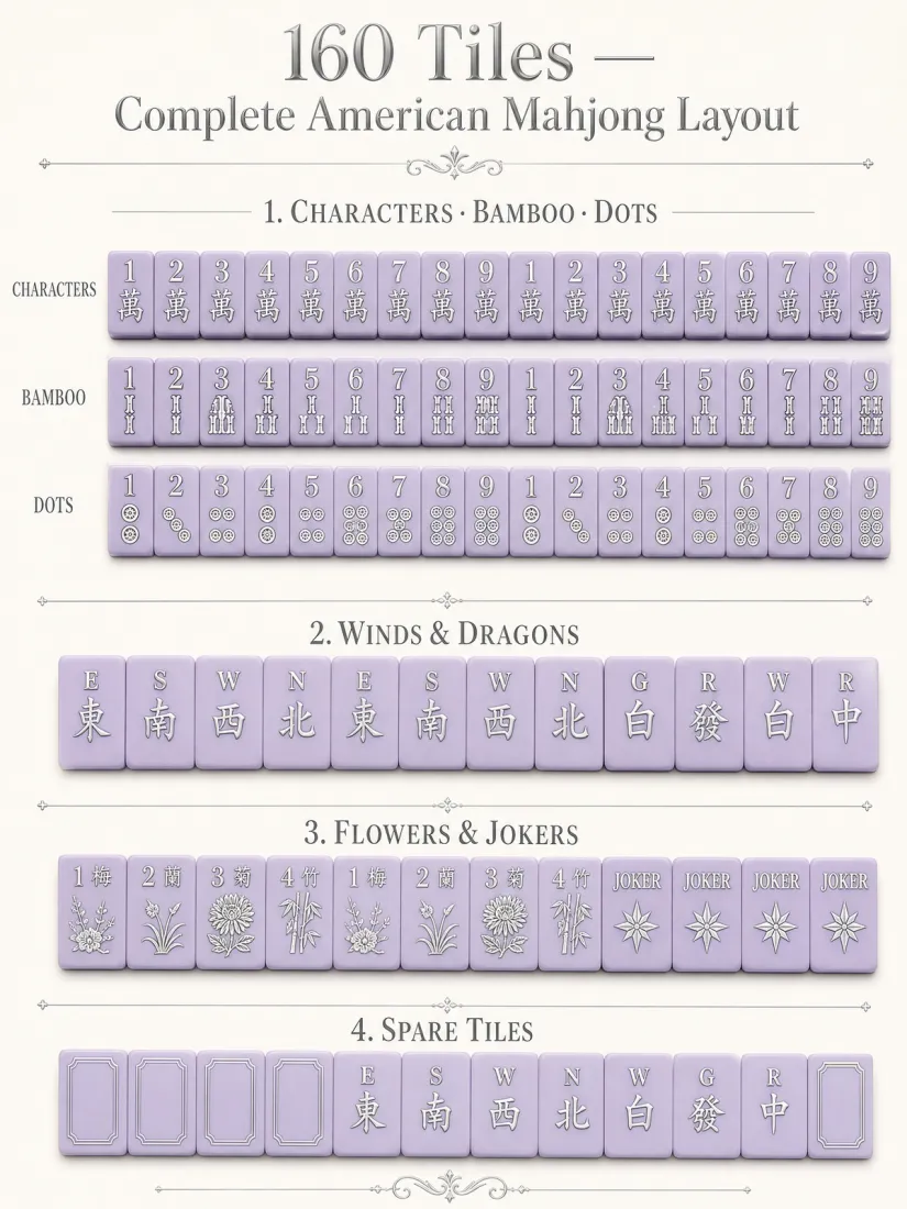 Factory Direct 4-Layer Acrylic American Mahjong Set – 160 Tiles (CS-118) detail