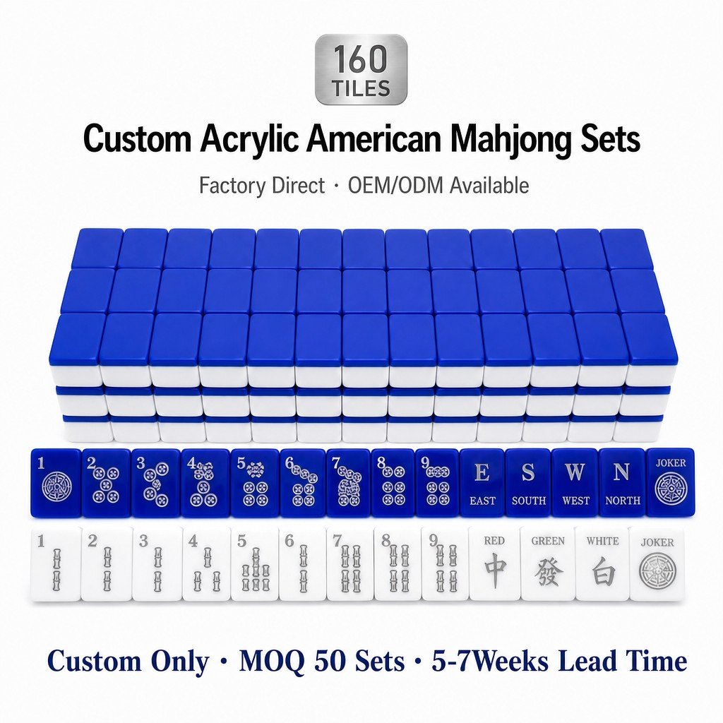 Factory Direct Blue Acrylic American Mahjong Set – 160 Tiles