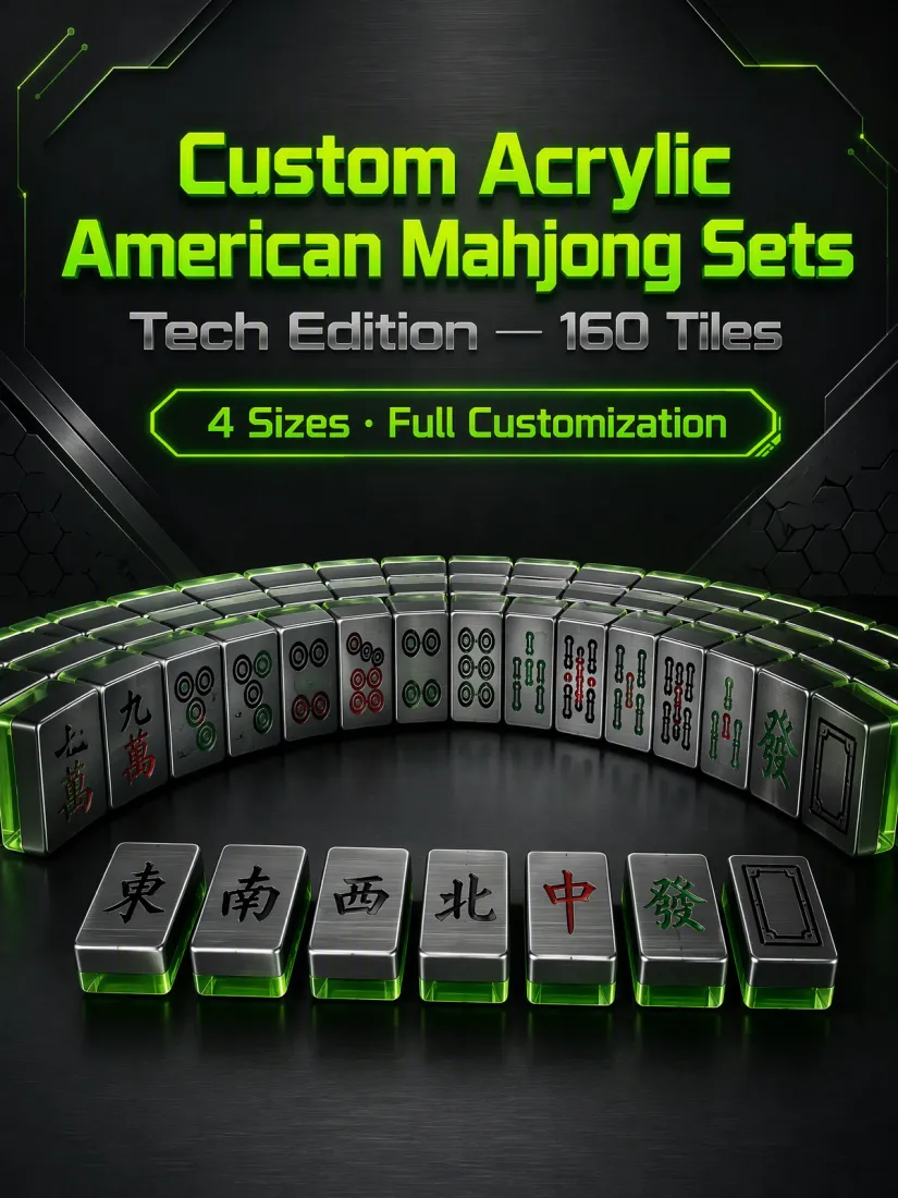 Factory Direct Green Acrylic American Mahjong Set – 160 Tiles detail