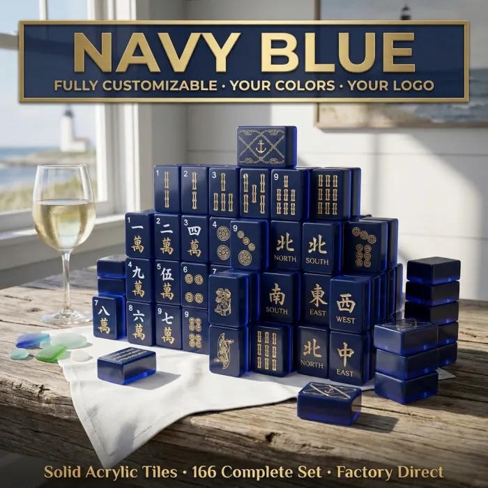 Factory Direct Green Acrylic American Mahjong Set – 160 Tiles — Navy Blue variant