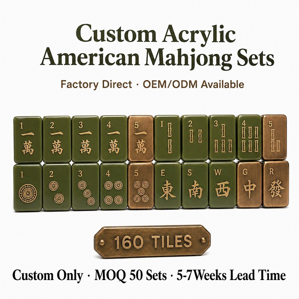 Factory Direct Green Acrylic American Mahjong Set – 160 Tiles (CS-128)