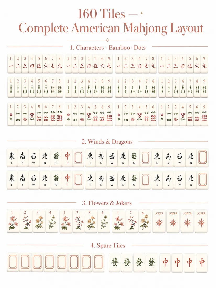 Factory Direct 4-Layer Acrylic American Mahjong Set – 160 Tiles detail