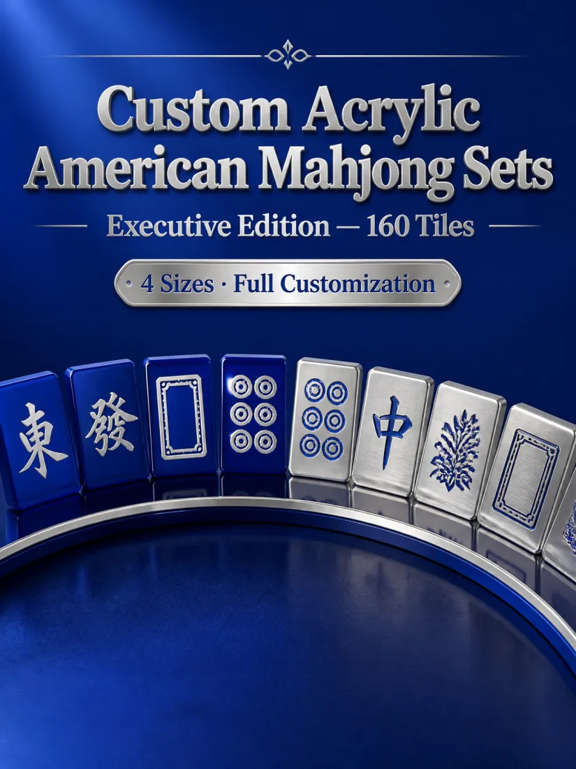 Factory Direct Blue Acrylic American Mahjong Set, Deep Engraving – 160 Tiles detail