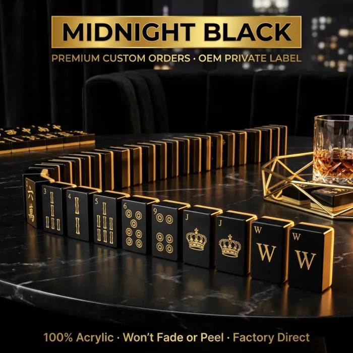 Factory Direct Solid Acrylic American Mahjong Set – 160 Tiles — Midnight Black variant