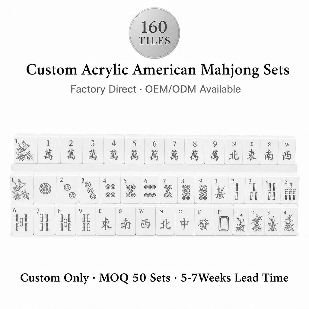Factory Direct White Acrylic American Mahjong Set – 160 Tiles
