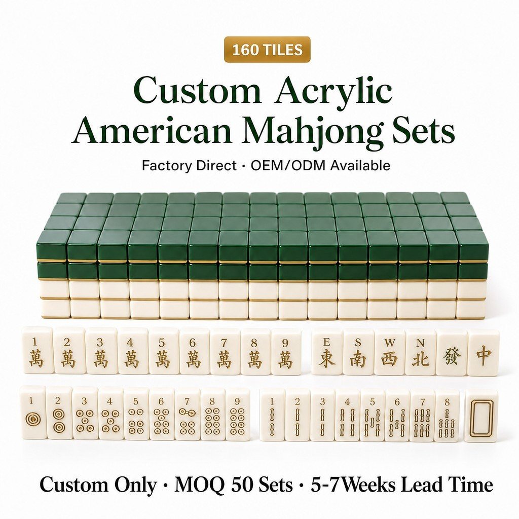 Factory Direct Green Acrylic American Mahjong Set – 160 Tiles (CS-148)