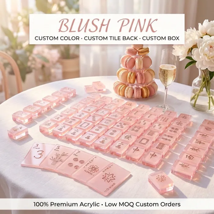 Factory Direct Halloween Acrylic American Mahjong Set – 160 Tiles — Blush Pink variant